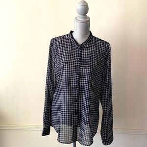 BANANA REPUBLIC 🖤BLACK & WHITE🤍 LONG SLEEVE SUMMER WOMEN TOP SIZE LARGE🌟EUC🌟